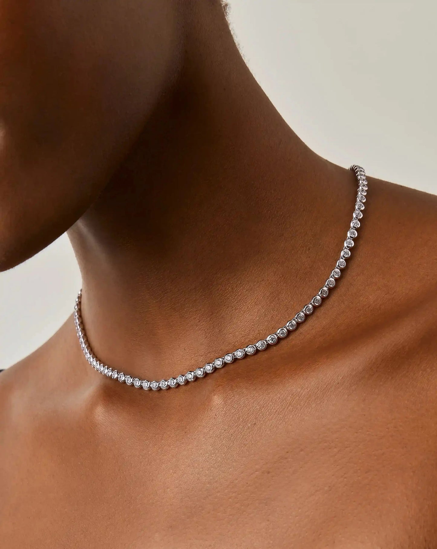 Tennis Round Necklace | Silver Plated/Cubic Zirconia