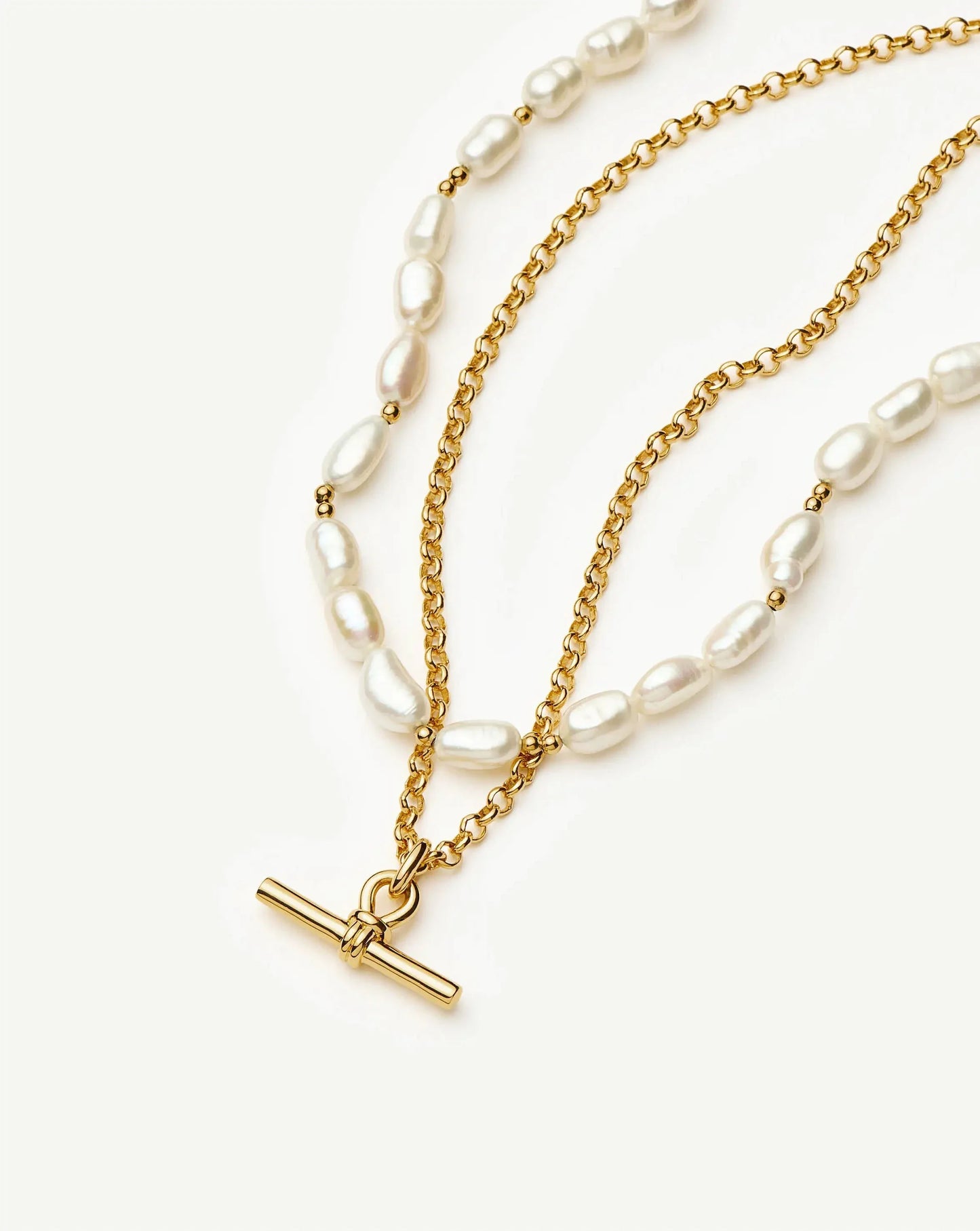 The Andy T-Bar Necklace Set | 18k Gold Plated/Pearl