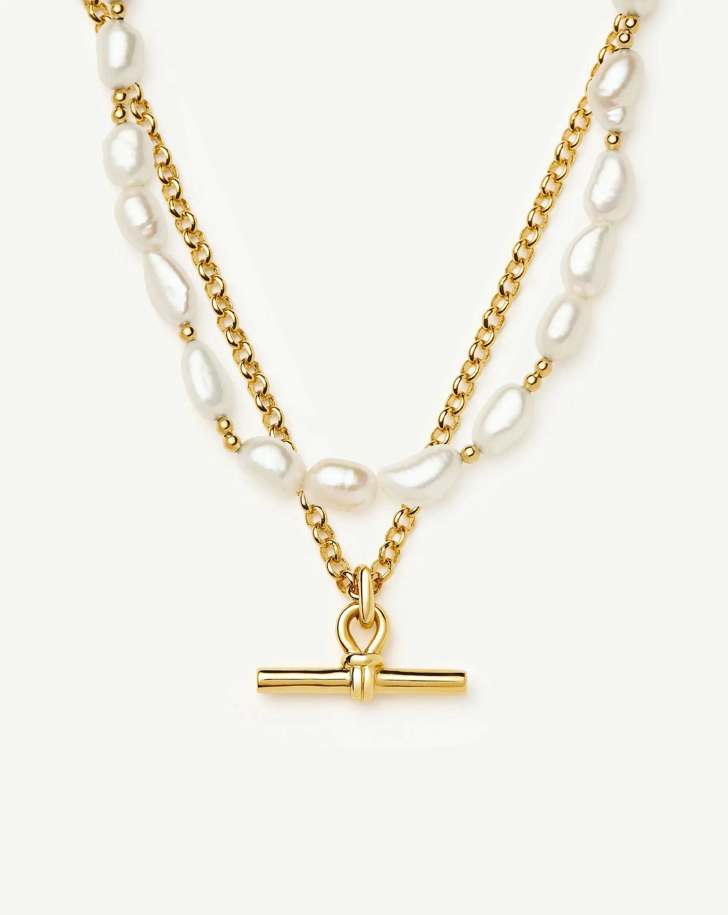 The Andy T-Bar Necklace Set | 18k Gold Plated/Pearl
