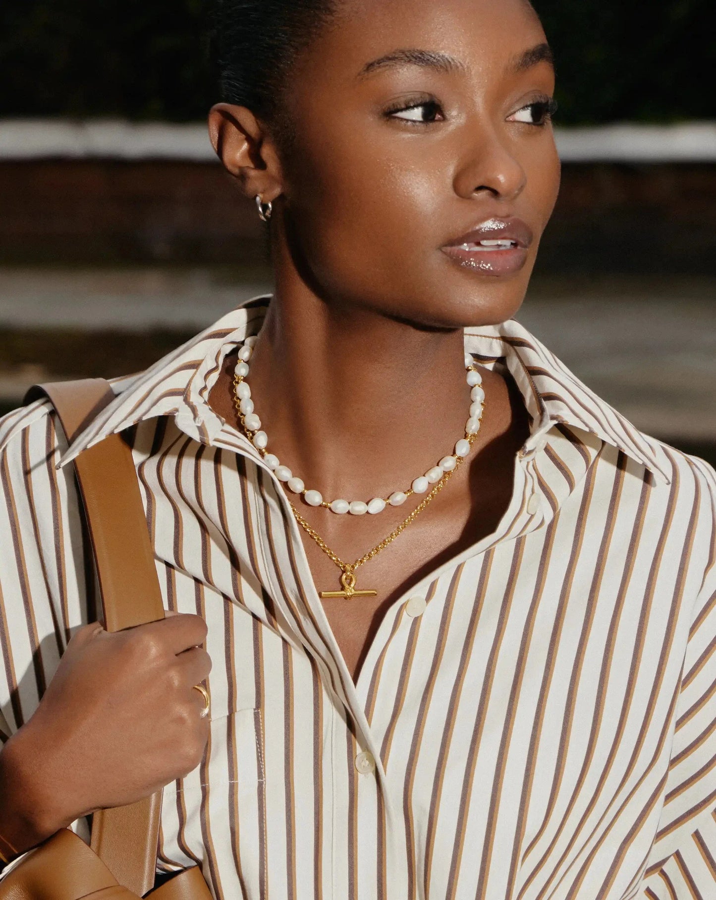 The Andy T-Bar Necklace Set | 18k Gold Plated/Pearl