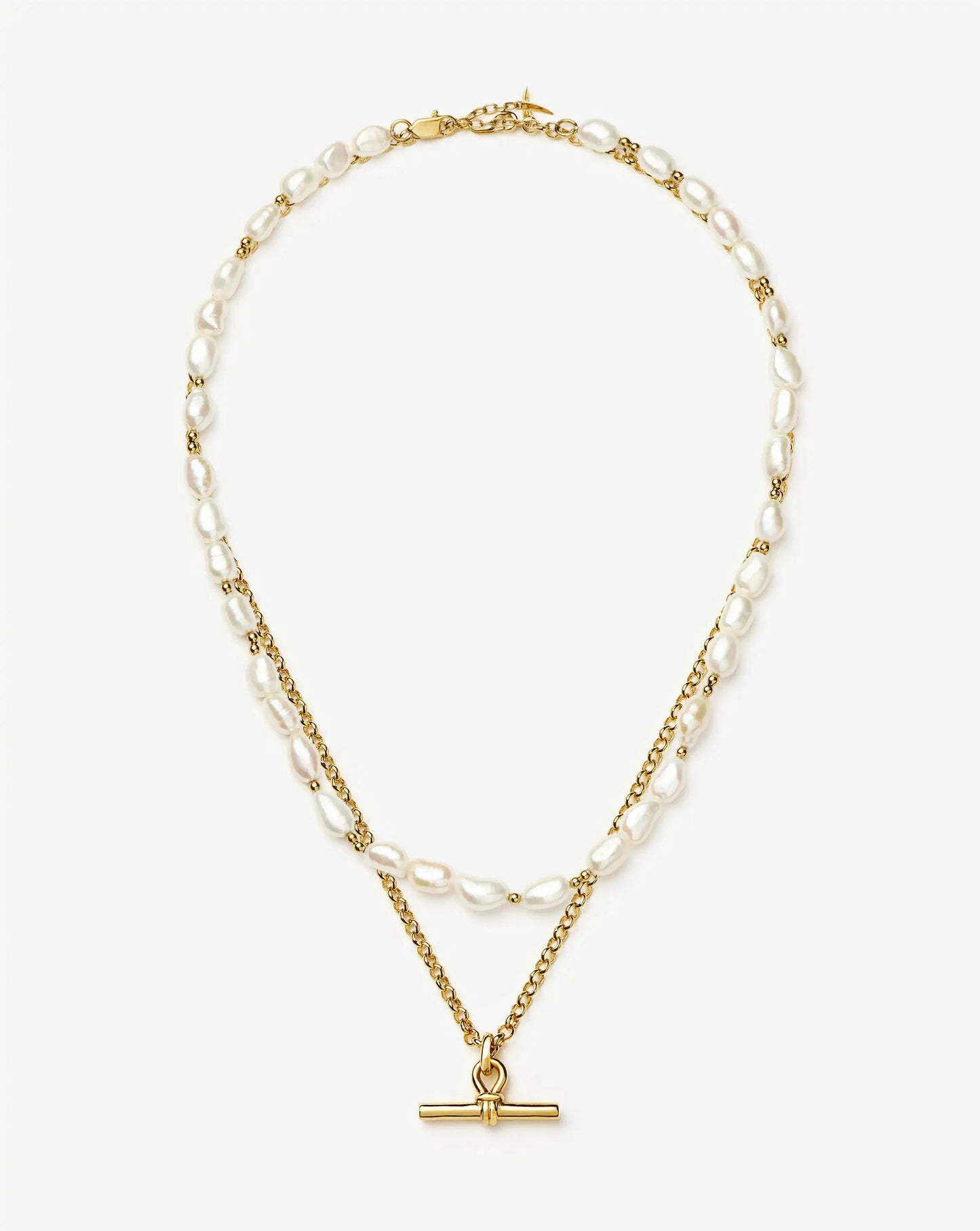 The Andy T-Bar Necklace Set | 18k Gold Plated/Pearl