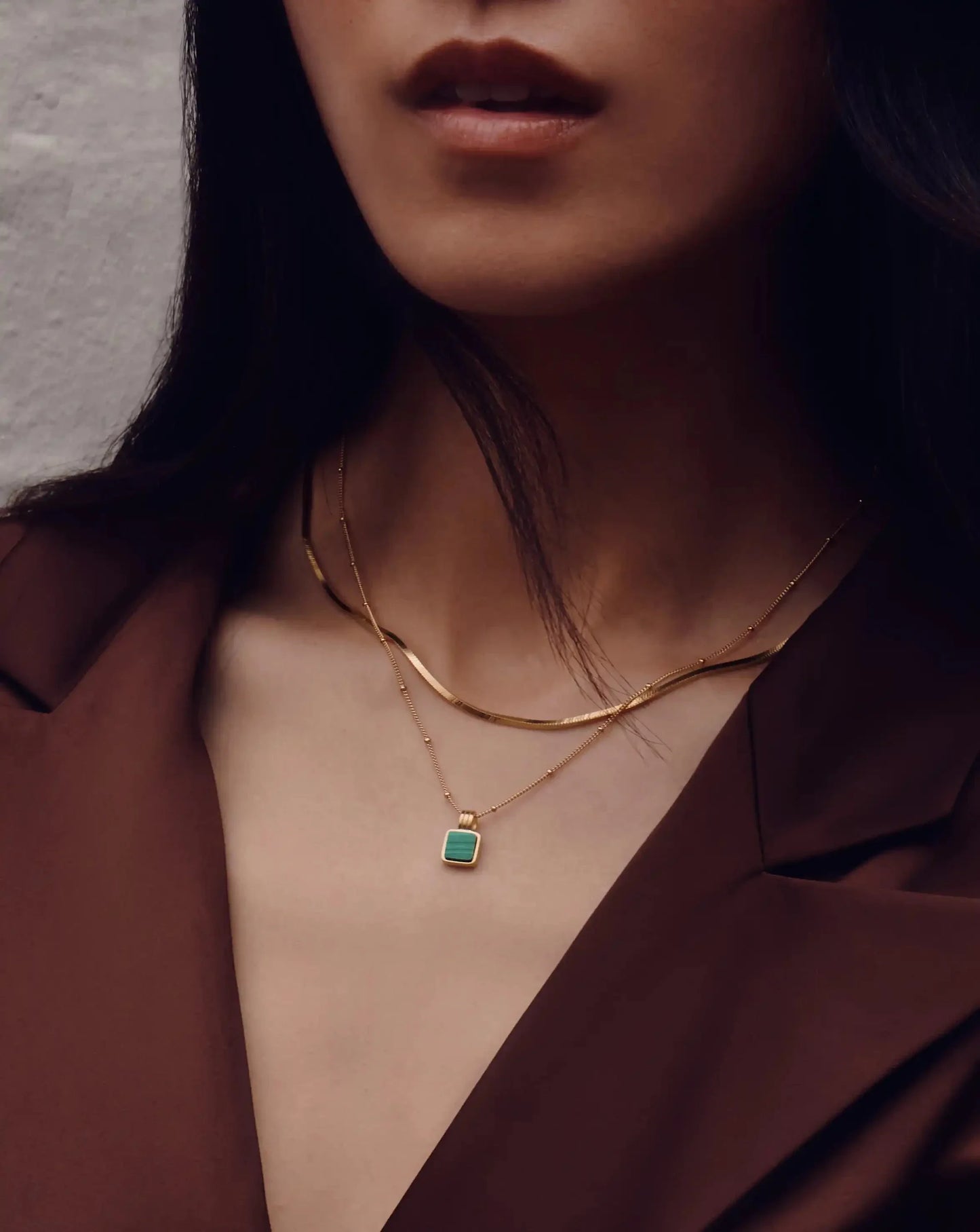 The Signature Gemstone Necklace Set | 18k Gold Vermeil/Malachite