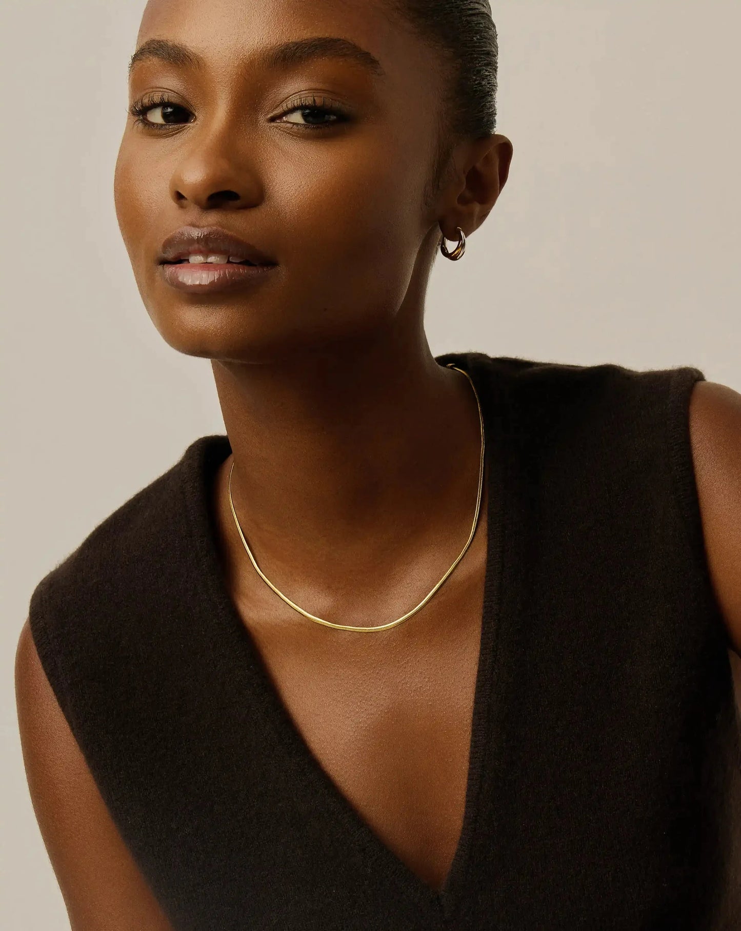 Thin Snake Chain Necklace | 18k Gold Plated