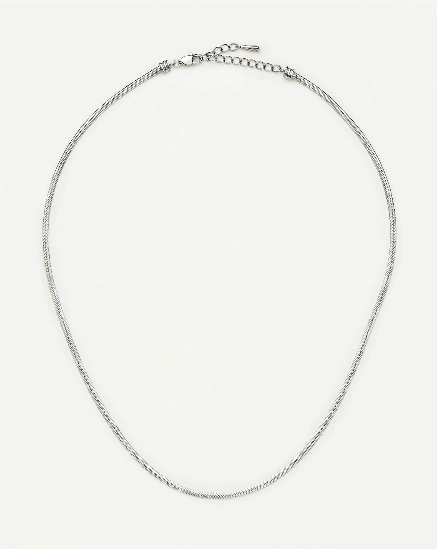 Thin Snake Chain Necklace | Silver Plated