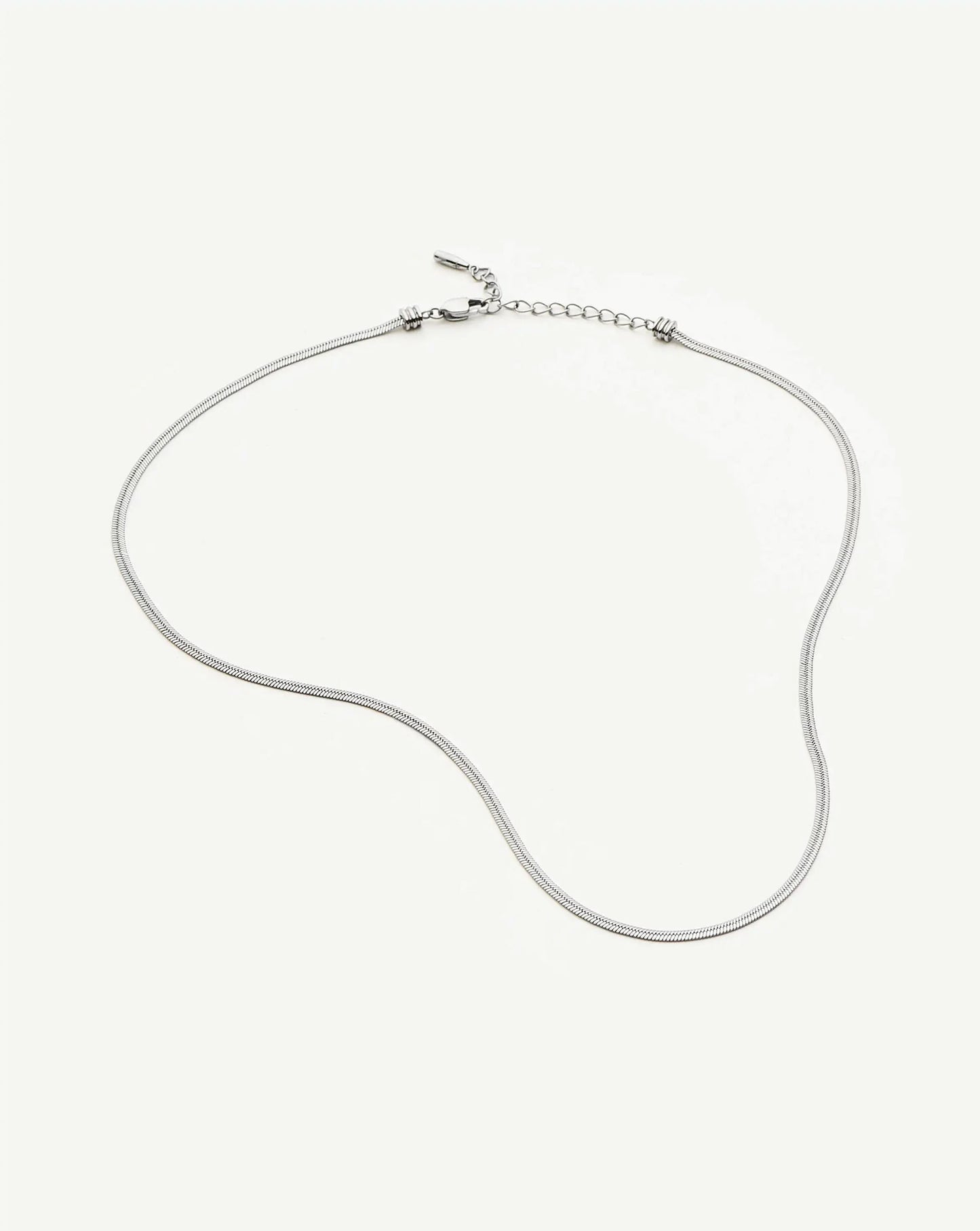 Thin Snake Chain Necklace | Silver Plated
